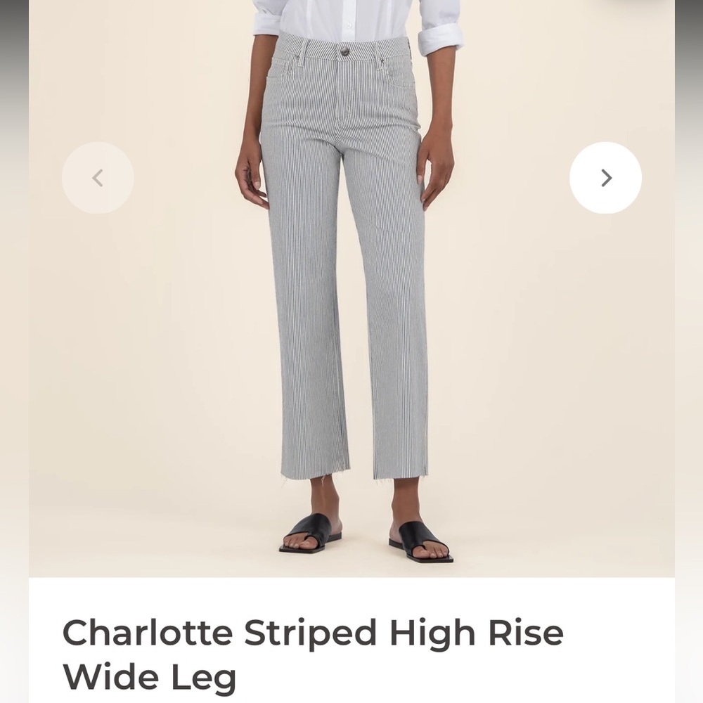 Kut from the Kloth Pinstripe Charlotte Striped High Rise Wide Leg
